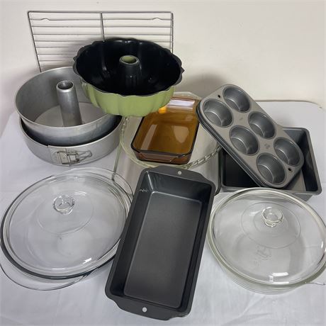 Gathering of Baking Glass and Metal Dishes