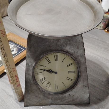 Vintage Inspired Decorative Metal Scale Clock" or "Farmhouse Style Scale Clock"