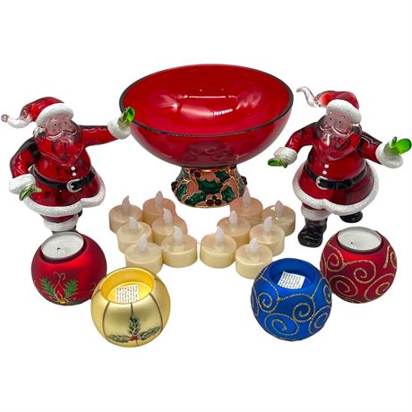 Coordinated Christmas Decor w/ Centerpiece Dish Tealight Holders & More