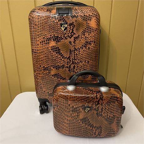 Heys Snake Skin Hard Sided Spinner Suitcase and Carry-On Luggage
