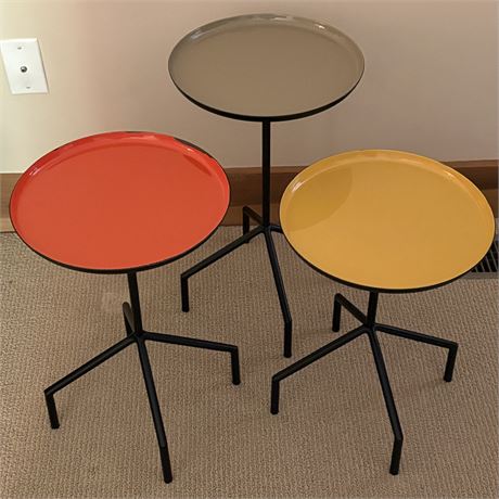 CB2 Pablo Enamel Top Side Tables with Iron Base