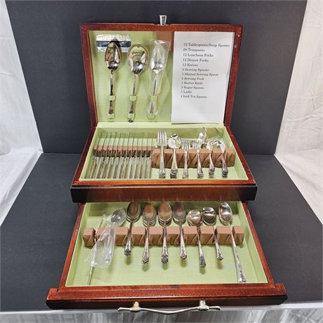 Holmes + Edwards Inlaid Silverplate Flatware Set in Tarnish-Resisting Chest