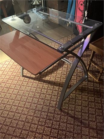 Glass-top computer desk