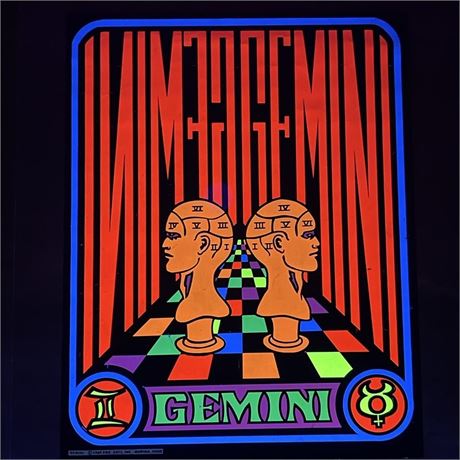 1969 Pro Arts Gemini Black Light Poster