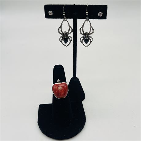 925 Sterling Silver Earrings and Size 6.5 Ring