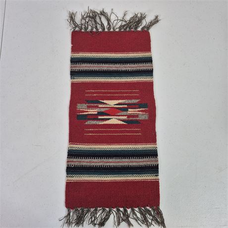 Vtg Chimayo Handwoven Wool Rug New Mexico Geometric Textile