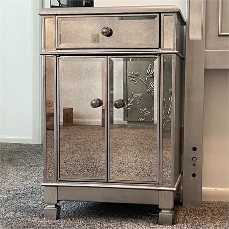 Pier 1 Imports Mirrored Single Drawer Nightstand with Bottom Cabinet Space