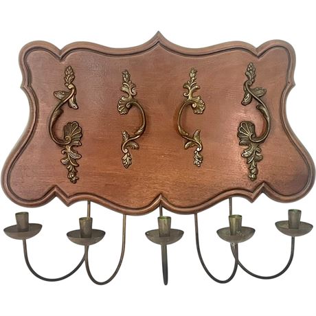 Handcrafted Wall Hanging Candle Holder with Brass Drawer Pulls