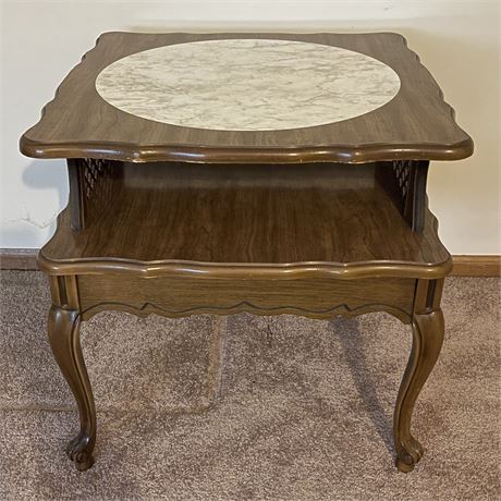 Vintage 2-Tier Marble Top Side Table