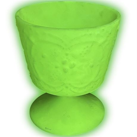 Fenton Custard Uranium Glass "Wild Strawberry" Compote