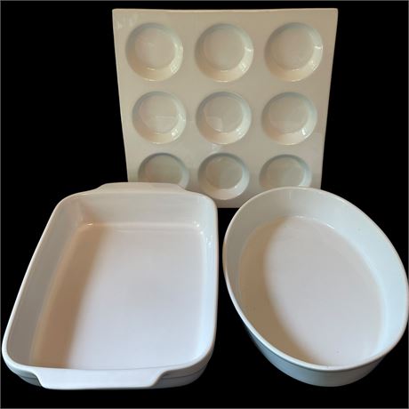 Pure White Ceramic Muffin, Oval and Rectangular Baking Dishes