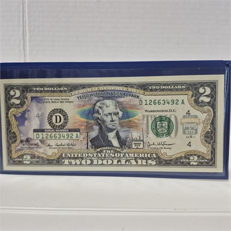 US Colorized $2 Bank Note Yellowstone National Park