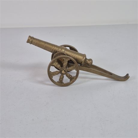 Vtg Brass Artillery Cannon Figurine 9" Desktop Display or Paperweight