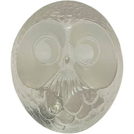 Vtg Signed Mats Jonasson Swedish Art Glass Owl Paperweight