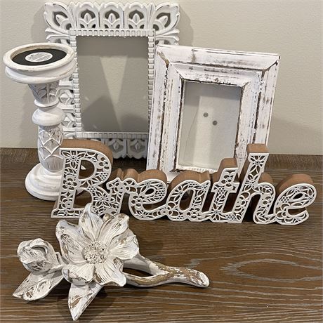 Distressed Whitewash Wood Decor