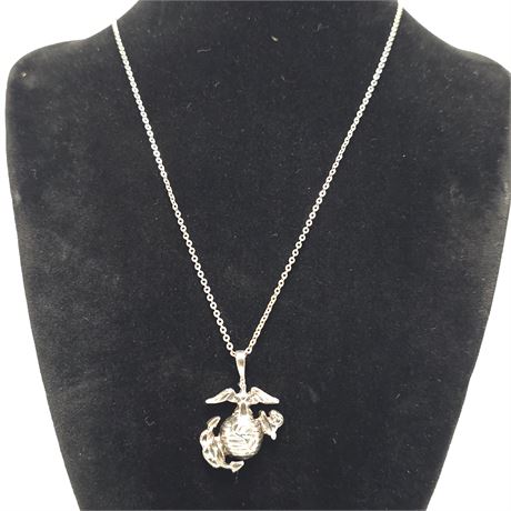 Silvertone Marine Corp Symbol Necklace