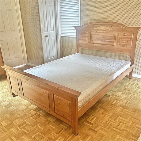 Queen Size Broyhill Solid Wood Bedframe with Box Spring (no mattress)