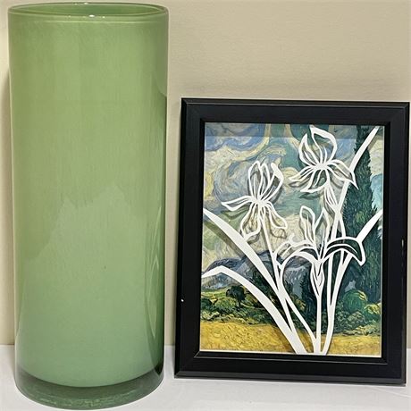 Victoria Hagan Birch Glass Vase w/ Van Gogh Framed Print