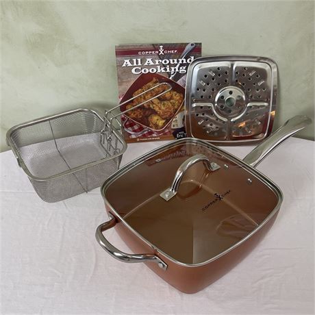 Copper Chef 9.5" Nonstick Induction Stainless Steel Frying Pan w/ Glass Lid