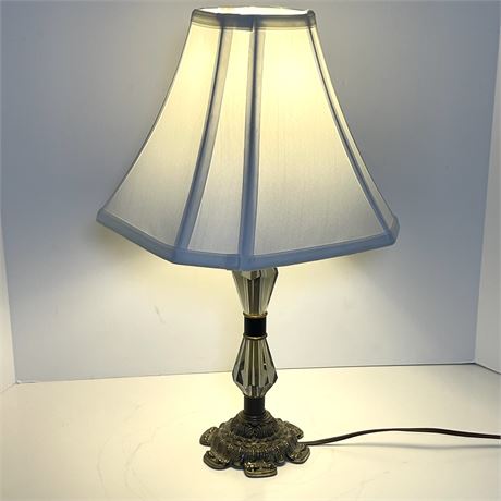 Vtg Accurate Cast Brass and Smokey Lucite Table Lamp