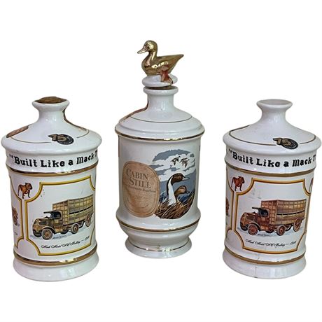 1973 Cabin Still Mallard Decanter & (2) 1975 Mack Trucks Decanters