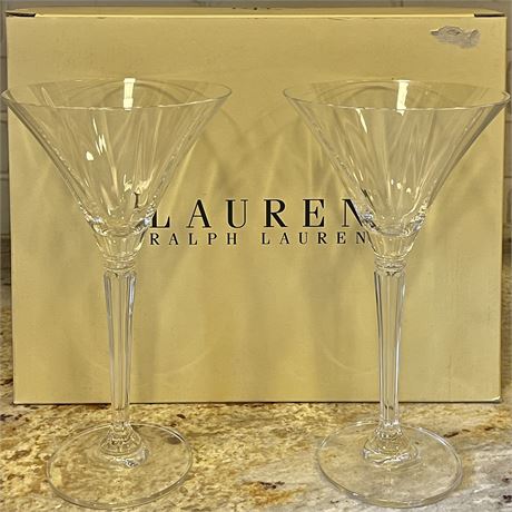 (2) Ralph Lauren "Garland" Martini Glasses w/ Original Box