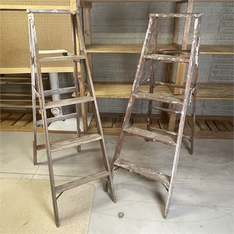 Pair of 5 Foot Wooden Ladders