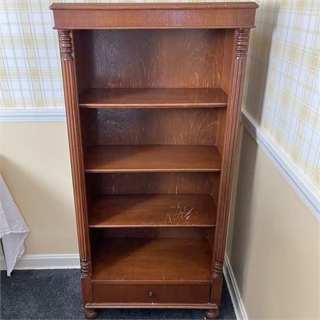 Solid Wood Bookshelf with Bottom Drawer