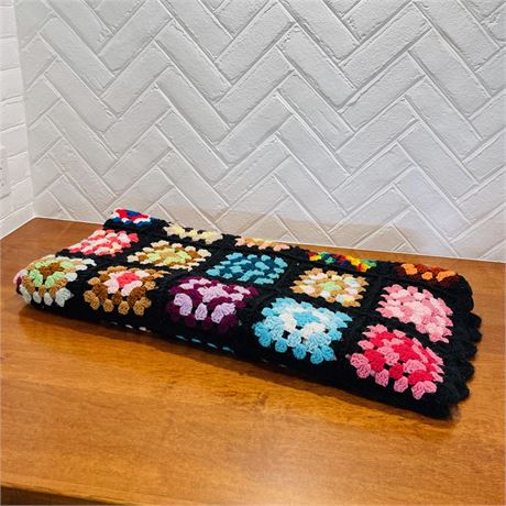 Vintage Granny Square Crochet Blanket