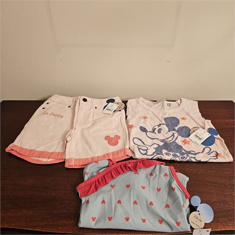*NWT* Girls Minnie and Mickey Bathing Suit & Tank Top w/Shorts