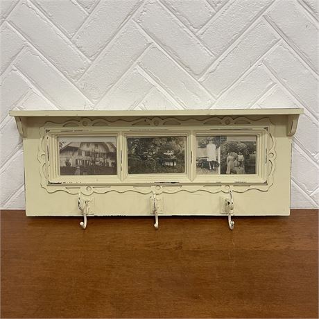 Decorative Wood Wall Photo Shelf Coat Hanger
