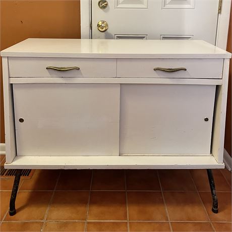 Wooden Single Drawer Free Standing Cabinet with Sliding Doors