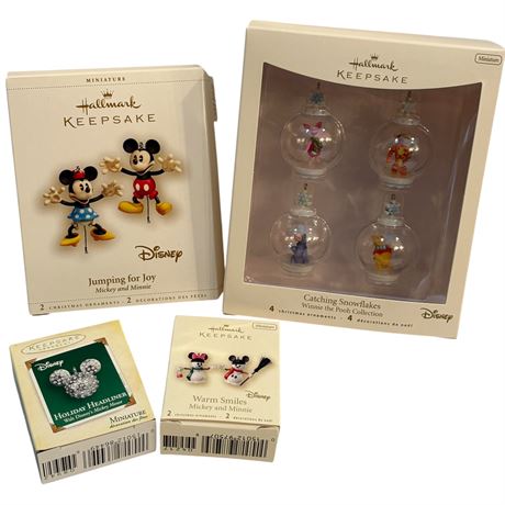 Hallmark Keepsake Disney Themed Miniature Ornaments in Original Boxes