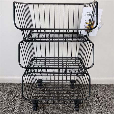 3-Basket Metal Kitchen Storage Trolley