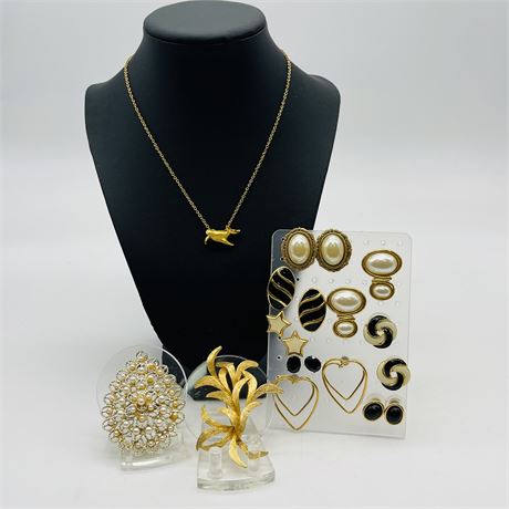 Gold Toned Costume Jewelry Grouping