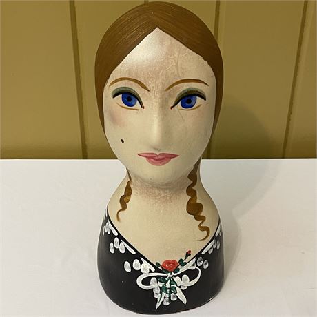 Vtg Paper Mache Hand Painted Mannequin Head