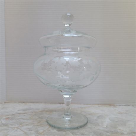 Etched Candy Dish with Lid