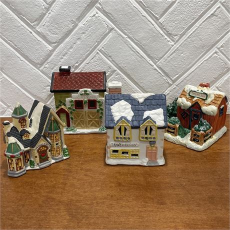 Mix of Ceramic Christmas Houses (No Light) w/ Tealight Holder House