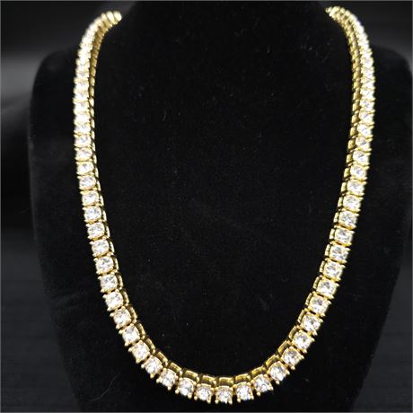 Round Diamond Gold Tone Fashion Necklace