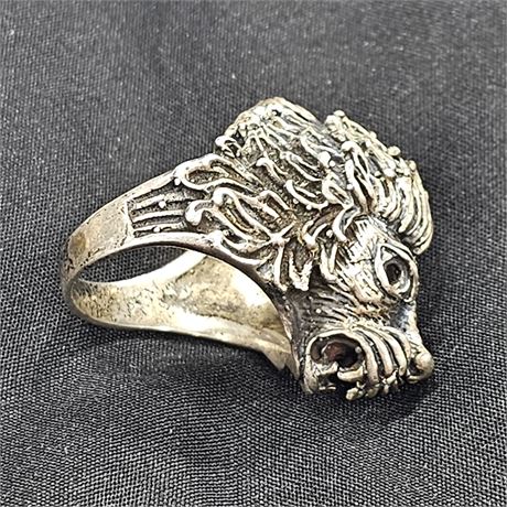 Lion Head Ring  Sterling  Silver
