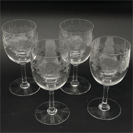(4) Baccarat "Sevigne" Etched Stemware