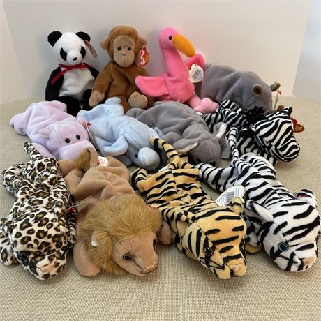 (12) TY Beanie Babies - Zoo / Jungle Animals