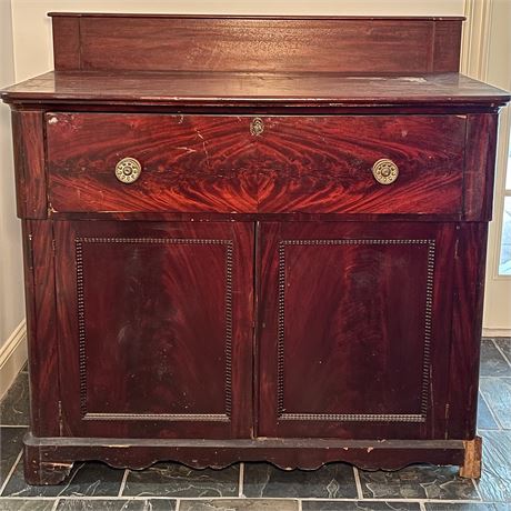 Antique Butlers Desk Secretary Cabinet with Bottom Storage