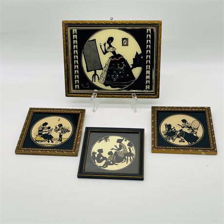 Reliance Products Silhouettes on Glass Art Collection of Four