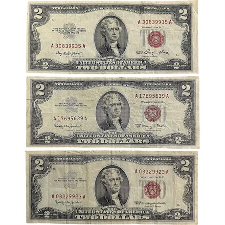 1953 & 1963 $2 Red Seal Bank Notes