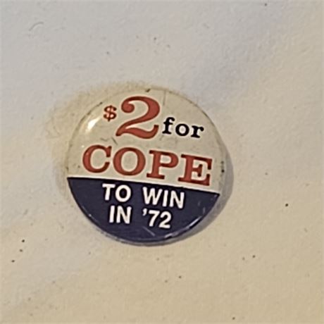 1972 Presidential election, featuring the slogan "$2 for COPE To Win In '72".