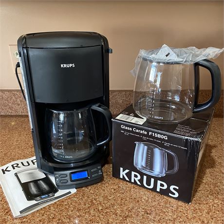 Krups 12-Cup Programmable Coffee Maker w/ 2 Glass Carafes