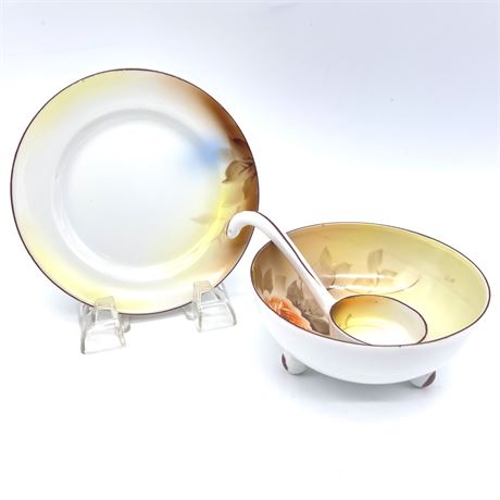 Noritake Footed Soup Bowl with Matching Spoon and Bread Plate