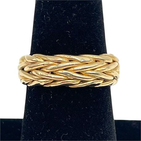 14K Yellow Gold Atasay Kuyumculuk Turkey Byzantine Ring Band Size 6