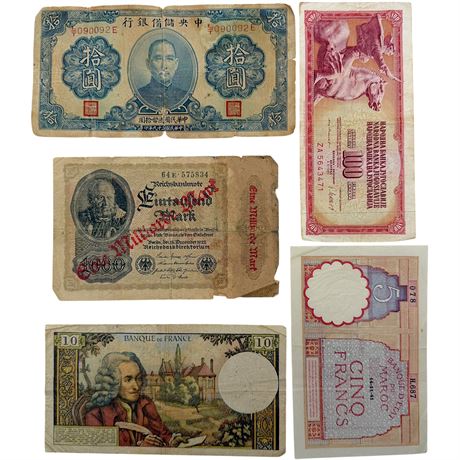 Vtg Foreign Bank Notes